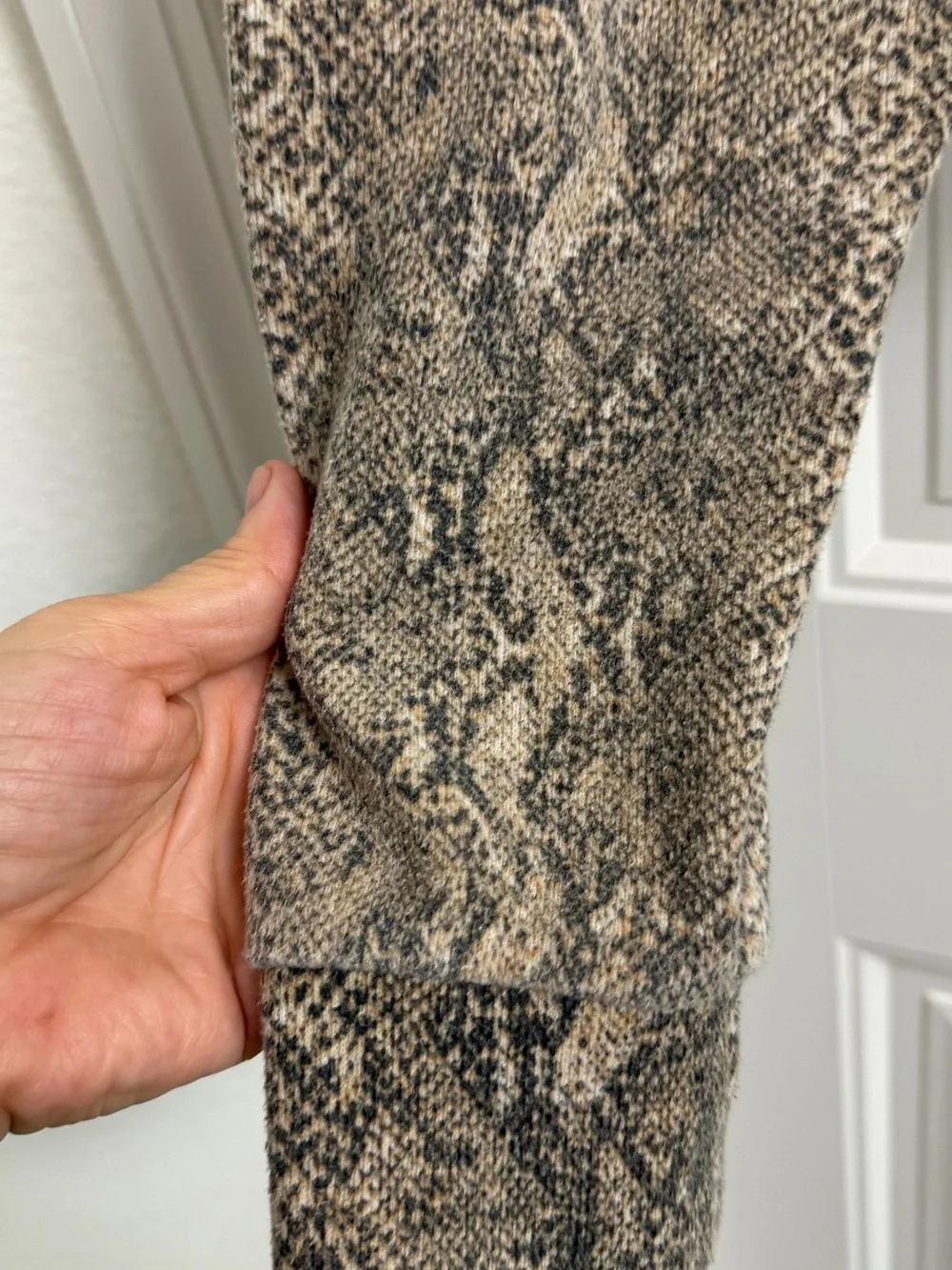 Zara Cropped Snake-Print Sweatshirt - Taupe & Black